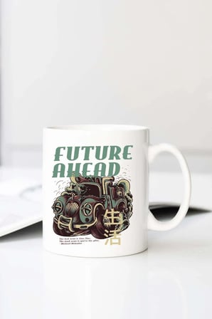 Future Ahead Baskılı 330 ml Porselen Kupa Bardak (123740-1)