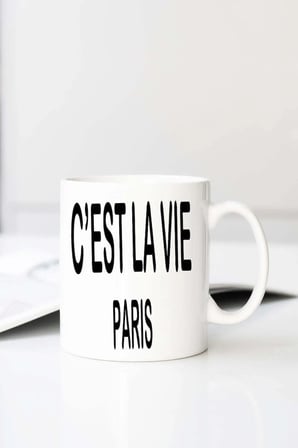 Paris Bisikl Baskılı 330 ml Porselen Kupa Bardak (123796-1)