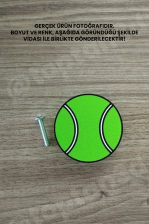 6 ADET - Tenis Topu Dolap Kulpu, Mobilya Kulbu - Çocuk Oda Aksesuarı, Tenis Topu Kulp (Kulp Vidası Dahildir)