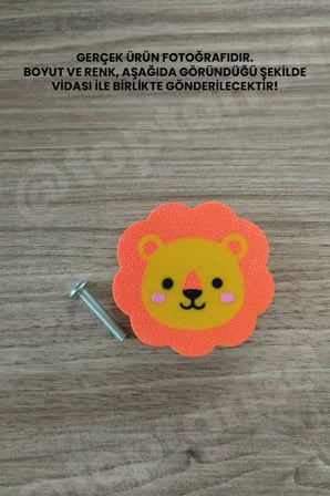5 ADET - Aslan Dolap Kulpu, Çocuk Odası Mobilya Kulpu, Modern ve Eğlenceli Kulp (Kulp Vidası Dahildir)
