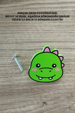 5 ADET - Dinozor Dolap Kulpu, Çocuk Odası Mobilya Kulpu, Modern ve Eğlenceli Kulp (Kulp Vidası Dahildir)