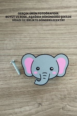 5 ADET - Fil Dolap Kulpu, Çocuk Odası Mobilya Kulpu, Modern ve Eğlenceli Kulp (Kulp Vidası Dahildir)
