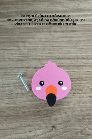 5 ADET - Flamingo Dolap Kulpu, Çocuk Odası Mobilya Kulpu, Modern ve Eğlenceli Kulp (Kulp Vidası Dahildir)