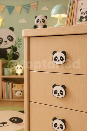 5 ADET - Panda Dolap Kulpu, Çocuk Odası Mobilya Kulpu, Modern ve Eğlenceli Kulp (Kulp Vidası Dahildir)