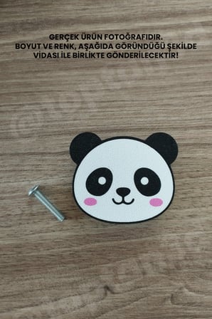5 ADET - Panda Dolap Kulpu, Çocuk Odası Mobilya Kulpu, Modern ve Eğlenceli Kulp (Kulp Vidası Dahildir)