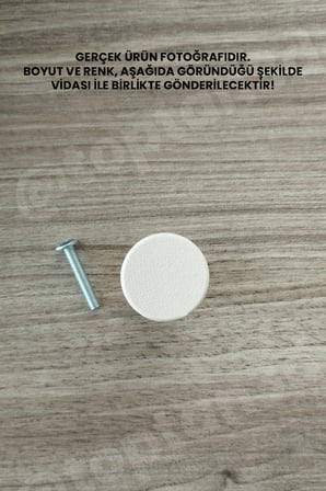 15 ADET - Açık Bej Düğme Kulp - Modern ve Şık Dolap, Gardırop, Şifonyer, Komodin ve Çekmece Kulpu (Vida Dahil)