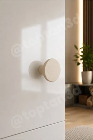 15 ADET - Açık Bej Geniş Düğme Kulp - Modern ve Şık Dolap, Gardırop, Şifonyer, Komodin ve Çekmece Kulpu (Vida Dahil)