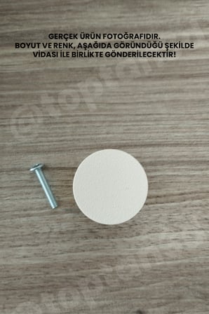 15 ADET - Açık Bej Geniş Düğme Kulp - Modern ve Şık Dolap, Gardırop, Şifonyer, Komodin ve Çekmece Kulpu (Vida Dahil)