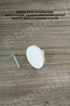 15 ADET - Açık Bej Geniş Düğme Kulp - Modern ve Şık Dolap, Gardırop, Şifonyer, Komodin ve Çekmece Kulpu (Vida Dahil)