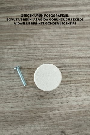 15 ADET - Açık Bej Kalın Düğme Kulp - Modern ve Şık Dolap, Gardırop, Şifonyer, Komodin ve Çekmece Kulpu (Vida Dahil)