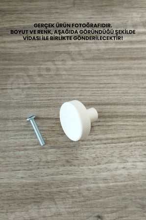 15 ADET - Açık Bej Kalın Düğme Kulp - Modern ve Şık Dolap, Gardırop, Şifonyer, Komodin ve Çekmece Kulpu (Vida Dahil)