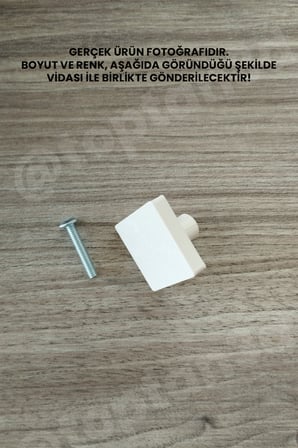 15 ADET - Açık Bej Kare Kulp - Modern ve Şık Dolap, Gardırop, Şifonyer, Komodin ve Çekmece Kulpu (Vida Dahil)