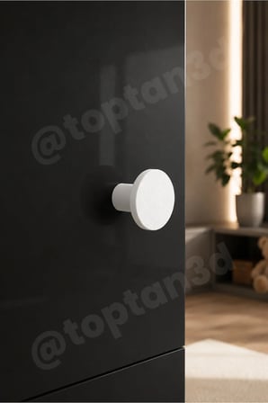 15 ADET - Beyaz Düğme Kulp - Modern ve Şık Dolap, Gardırop, Şifonyer, Komodin ve Çekmece Kulpu (Vida Dahil)