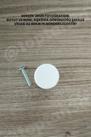 15 ADET - Beyaz Düğme Kulp - Modern ve Şık Dolap, Gardırop, Şifonyer, Komodin ve Çekmece Kulpu (Vida Dahil)