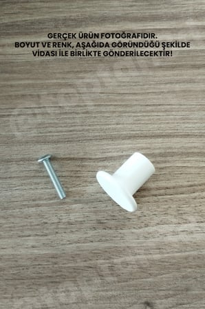 15 ADET - Beyaz Düğme Kulp - Modern ve Şık Dolap, Gardırop, Şifonyer, Komodin ve Çekmece Kulpu (Vida Dahil)