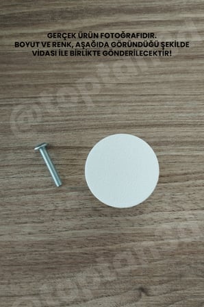 15 ADET - Beyaz Geniş Düğme Kulp - Modern ve Şık Dolap, Gardırop, Şifonyer, Komodin ve Çekmece Kulpu (Vida Dahil)