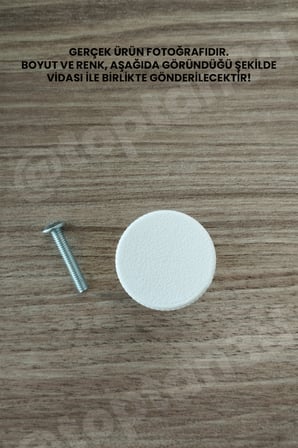 15 ADET - Beyaz Kalın Düğme Kulp - Modern ve Şık Dolap, Gardırop, Şifonyer, Komodin ve Çekmece Kulpu (Vida Dahil)