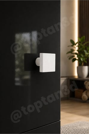 15 ADET - Beyaz Kare Kulp - Modern ve Şık Dolap, Gardırop, Şifonyer, Komodin ve Çekmece Kulpu (Vida Dahil)