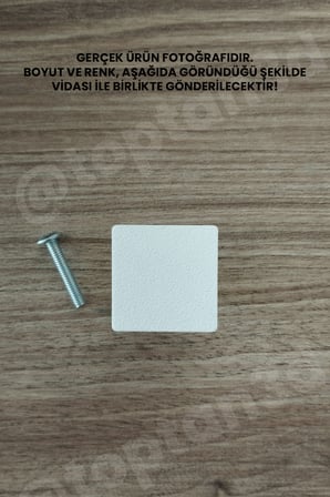 15 ADET - Beyaz Kare Kulp - Modern ve Şık Dolap, Gardırop, Şifonyer, Komodin ve Çekmece Kulpu (Vida Dahil)