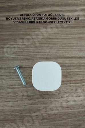 15 ADET - Beyaz Oval Kare Kulp - Modern ve Şık Dolap, Gardırop, Şifonyer, Komodin ve Çekmece Kulpu (Vida Dahil)
