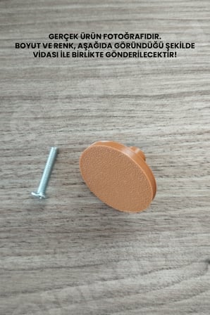 15 ADET - Kahverengi Geniş Düğme Kulp - Modern ve Şık Dolap, Gardırop, Şifonyer, Komodin ve Çekmece Kulpu (Vida Dahil)