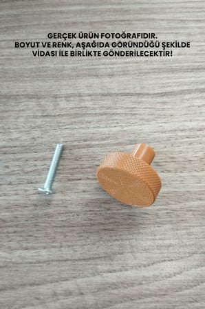 15 ADET - Kahverengi Kalın Düğme Kulp - Modern ve Şık Dolap, Gardırop, Şifonyer, Komodin ve Çekmece Kulpu (Vida Dahil)