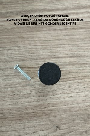 15 ADET - Siyah Düğme Kulp - Modern ve Şık Dolap, Gardırop, Şifonyer, Komodin ve Çekmece Kulpu (Vida Dahil)