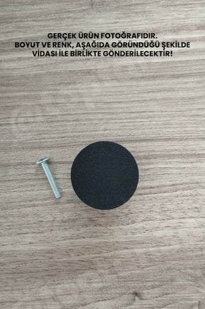 15 ADET - Siyah Geniş Düğme Kulp - Modern ve Şık Dolap, Gardırop, Şifonyer, Komodin ve Çekmece Kulpu (Vida Dahil)