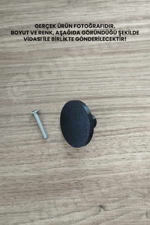 15 ADET - Siyah Geniş Düğme Kulp - Modern ve Şık Dolap, Gardırop, Şifonyer, Komodin ve Çekmece Kulpu (Vida Dahil)