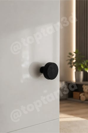 15 ADET - Siyah Kalın Düğme Kulp - Modern ve Şık Dolap, Gardırop, Şifonyer, Komodin ve Çekmece Kulpu (Vida Dahil)