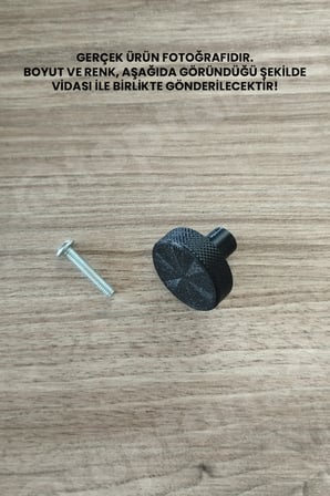15 ADET - Siyah Kalın Düğme Kulp - Modern ve Şık Dolap, Gardırop, Şifonyer, Komodin ve Çekmece Kulpu (Vida Dahil)