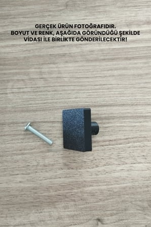 15 ADET - Siyah Kare Kulp - Modern ve Şık Dolap, Gardırop, Şifonyer, Komodin ve Çekmece Kulpu (Vida Dahil)