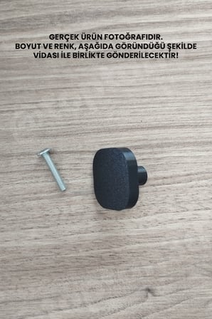 15 ADET - Siyah Oval Kare Kulp - Modern ve Şık Dolap, Gardırop, Şifonyer, Komodin ve Çekmece Kulpu (Vida Dahil)
