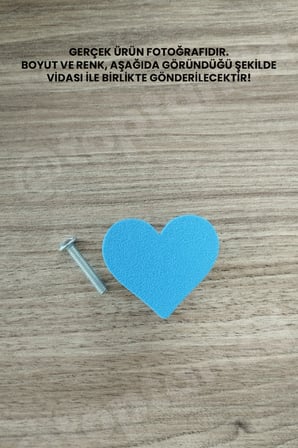 10 ADET - Gök Mavisi Kalp Dolap Kulpu, Mobilya Kulbu - Bebek, Çocuk Oda Aksesuar, Kalp Kulp (Kulp Vidası Dahildir)