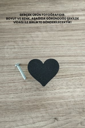10 ADET - Siyah Kalp Dolap Kulpu, Mobilya Kulbu - Çocuk Odası Kulp, Kalp Kulp -4 CM - Kulp Vidası Dahildir