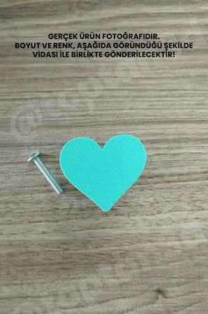 10 ADET - turkuaz Kalp Dolap Kulpu, Mobilya Kulbu - Çocuk Odası Kulp, Kalp Kulp -4 CM - Kulp Vidası Dahildir