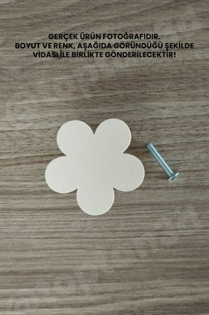 8 ADET - Açık Bej Çiçek Dolap Kulpu, Modern Mobilya Kulpu, Çiçek Kulp (Kulp Vidası Dahildir) - 5 CM