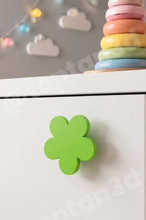8 ADET - Fıstık Yeşili Çiçek Dolap Kulpu, Modern Mobilya Kulpu, Çiçek Kulp (Kulp Vidası Dahildir) - 5 CM