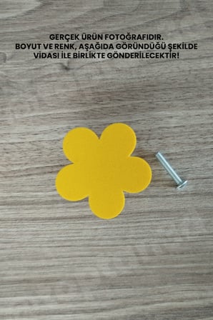 8 ADET - Sarı Çiçek Dolap Kulpu, Modern Mobilya Kulpu, Çiçek Kulp (Kulp Vidası Dahildir) - 5 CM
