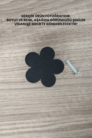 8 ADET - Siyah Çiçek Dolap Kulpu, Modern Mobilya Kulpu, Çiçek Kulp (Kulp Vidası Dahildir) - 5 CM