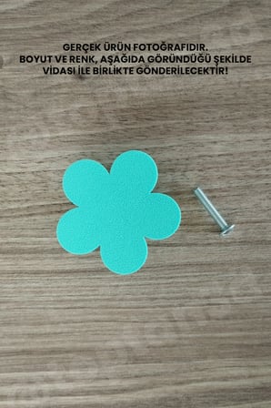 8 ADET - Turkuaz Çiçek Dolap Kulpu, Modern Mobilya Kulpu, Çiçek Kulp (Kulp Vidası Dahildir) - 5 CM