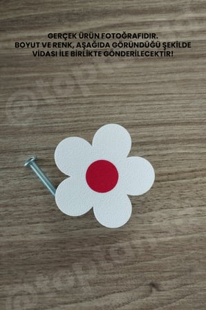 8 ADET - Kırmızı Papatya Dolap Kulpu - Çocuk Odası Kulp, Papatya Kulp - 5 CM - Kulp Vidası Dahildir