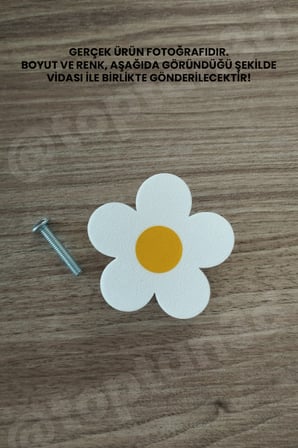 8 ADET - Sarı Papatya Dolap Kulpu - Çocuk Odası Kulp, Papatya Kulp - 5 CM - Kulp Vidası Dahildir 5 CM