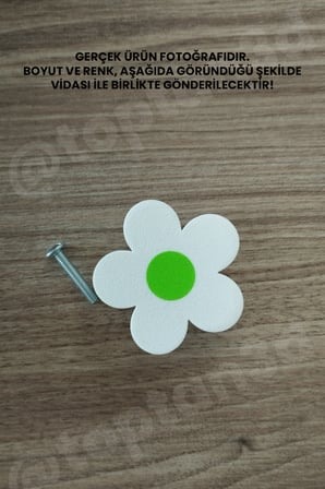 8 ADET - Yeşil Papatya Dolap Kulpu - Çocuk Odası Kulp, Papatya Kulp - 5 CM - Kulp Vidası Dahildir