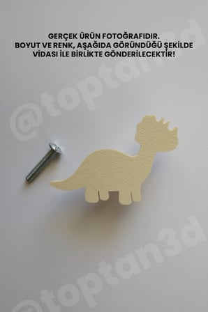 8 ADET - Açık Bej Dinozor Dolap Kulpu - Modern Çocuk, Bebek Odası Mobilya Kulpu (Kulp Vidası Dahildir)