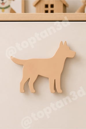 8 ADET - Açık Bej Köpek Dolap Kulpu - Modern Çocuk, Bebek Odası Mobilya Kulpu (Kulp Vidası Dahildir)