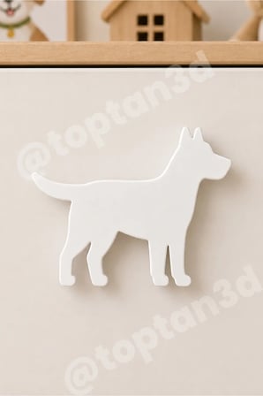8 ADET - Beyaz Köpek Dolap Kulpu - Modern Çocuk, Bebek Odası Mobilya Kulpu (Kulp Vidası Dahildir)