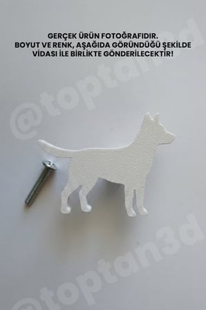 8 ADET - Beyaz Köpek Dolap Kulpu - Modern Çocuk, Bebek Odası Mobilya Kulpu (Kulp Vidası Dahildir)