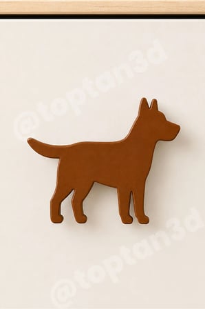 8 ADET - Kahverengi Köpek Dolap Kulpu - Modern Çocuk, Bebek Odası Mobilya Kulpu (Kulp Vidası Dahildir)