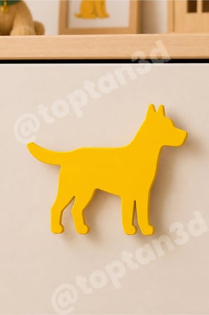 8 ADET - Sarı Köpek Dolap Kulpu - Modern Çocuk, Bebek Odası Mobilya Kulpu (Kulp Vidası Dahildir)
